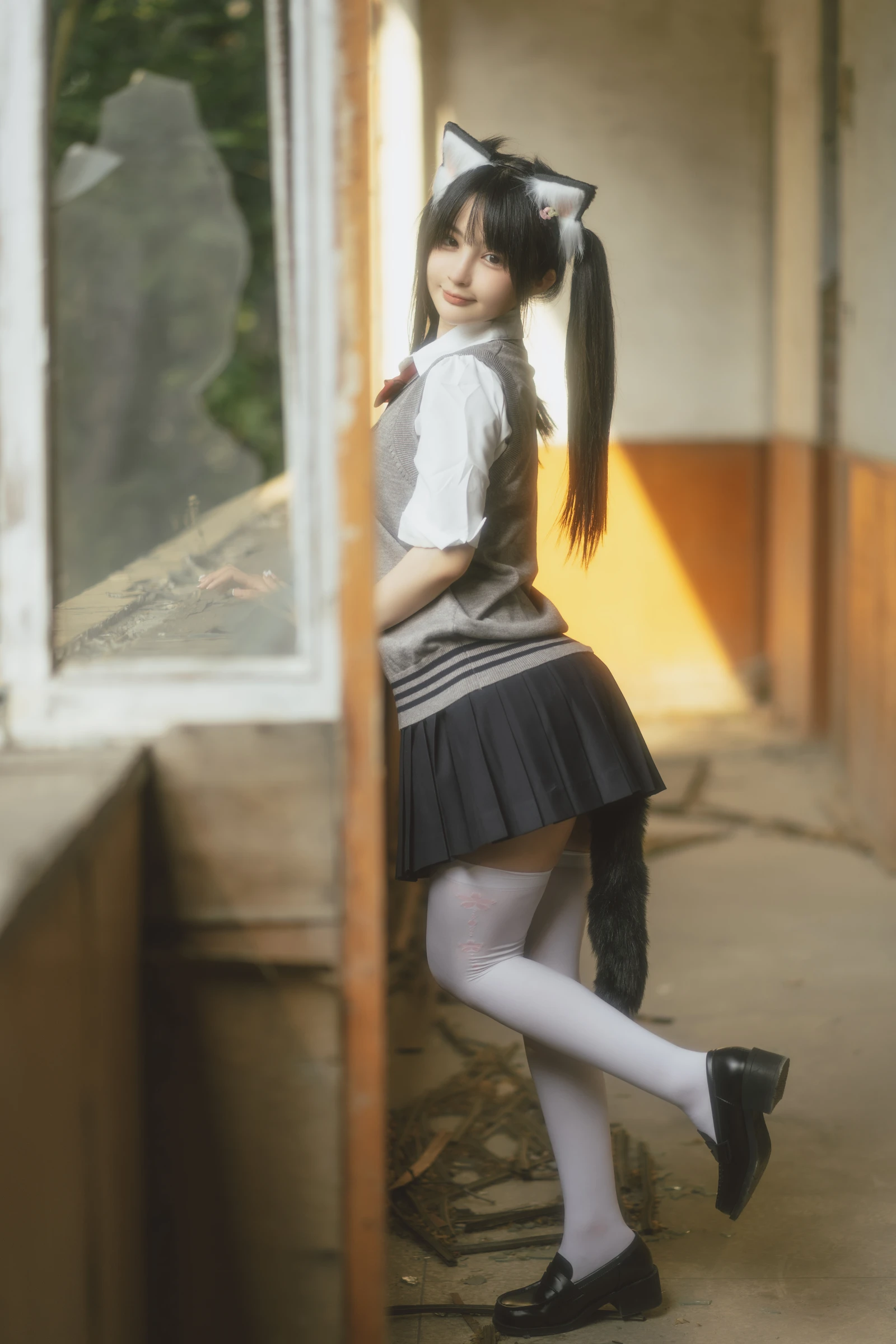 废墟高生美女动漫博主性感Cosplay写真桜井宁宁JK制服丝袜美女肛塞插件女子高生